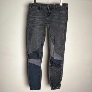 Blank NYC Black Distressed Patch Denim Straight Leg Jeans Womens Size 27